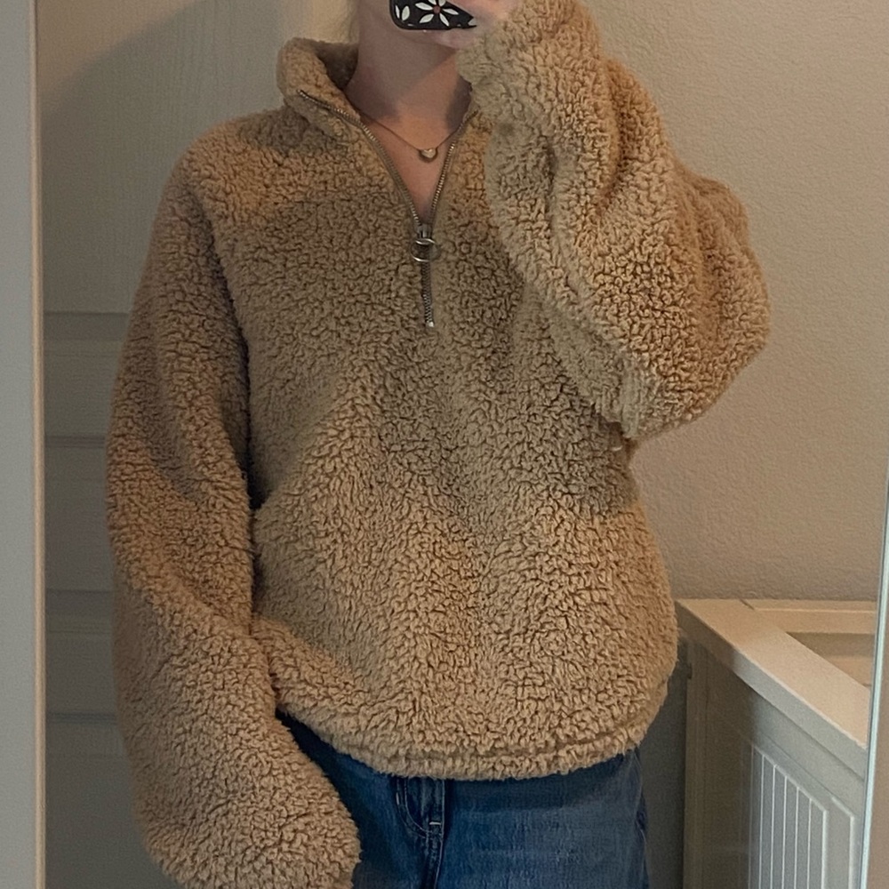 Hollister Quarter Zip Fleece Sherpa Sweater